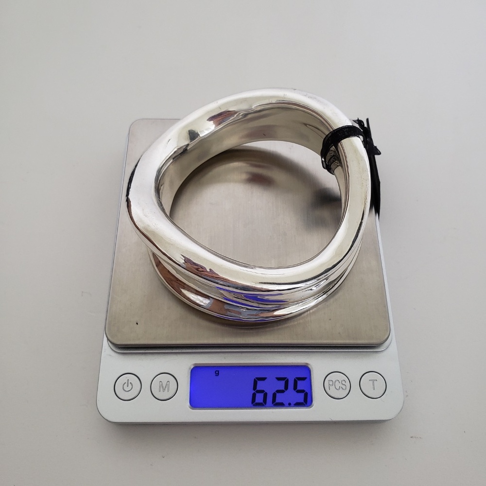 E&L Israel Sterling Silver Electroform Wide Ridged Bangle Bracelet - Picture 3 of 10